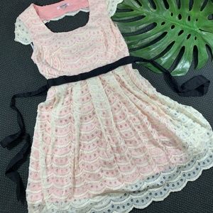 ModCloth Minuet Buttercream & Pink A-line Dress
